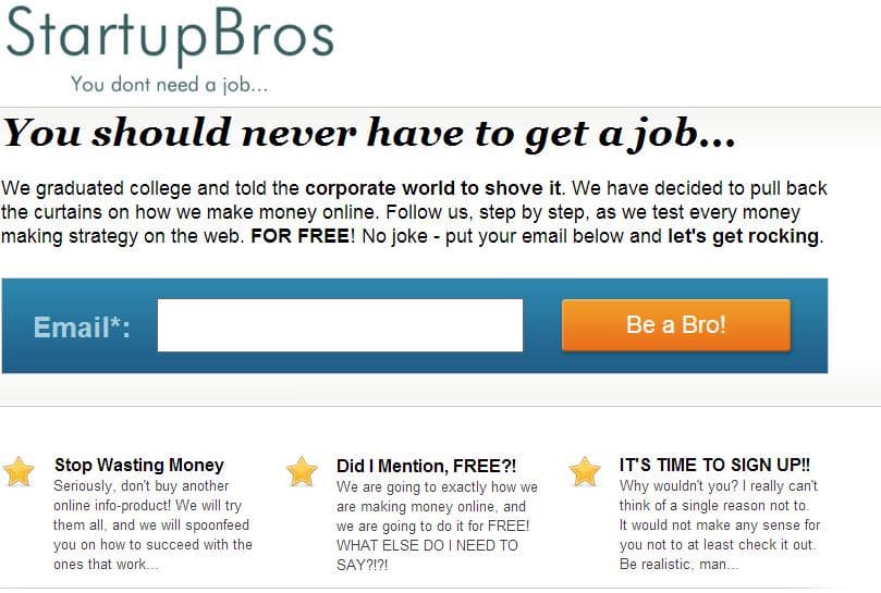 StartupBros Winning Landing Page Business Tagline Validation Testing